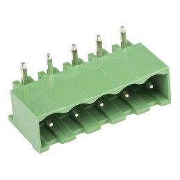 10 pcs - RS PRO 5.08mm Pitch 5 Way Right Angle Pluggable Terminal Block, Header, Through Hole, Solder Termination