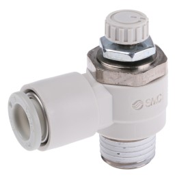 1 pcs - SMC AS Series Threaded Speed Controller, R 1/4 Male Inlet Port x R 1/4 Male Outlet Port x 8mm Tube Outlet Port