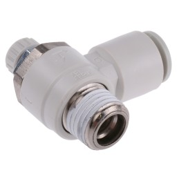 1 pcs - SMC AS Series Threaded Speed Controller, R 1/4 Male Inlet Port x R 1/4 Male Outlet Port x 8mm Tube Outlet Port