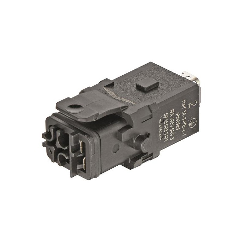 1 pcs - HARTING Heavy Duty Power Connector Insert, 10A, Female, Han 1A Series, 3 Contacts