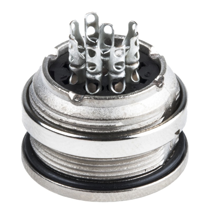 1 pcs - Amphenol C 091 D Series, 8 Pole Din Socket Socket, 5A, 100 V ac/dc IP67