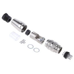 1 pcs - Amphenol Industrial, C 091 D 8 Pole M16 Din Plug, 5A, 100 V ac/dc IP67, Screw On, Male, Cable Mount