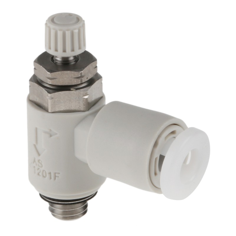 1 pcs - SMC AS-FG Series Threaded Speed Controller, M5 x 0.8 Male Inlet Port x M5 x 0.8 Male Outlet Port x 4mm Tube Outlet Port