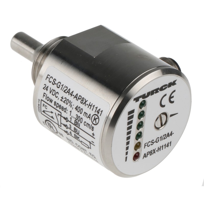 1 pcs - Turck FCS Series Compact Mount Flow Controller, 1 - 150 (Water) cm³/s, 3 - 300 (Oil) cm³/s, PNP Output,