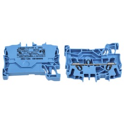 10 pcs - Wago TOPJOB S, 2002 Series Blue Feed Through Terminal Block, 2.5mm², Single-Level, Push-In Cage Clamp Termination,