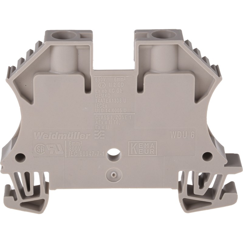 10 pcs - Weidmuller WDU Series Brown Feed Through Terminal Block, 6mm², Single-Level, Screw Termination, ATEX
