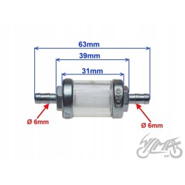 Fuel filter small metal 6mm omg