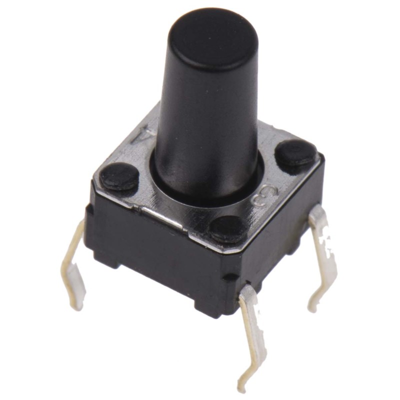1 Bag of 5 - Plunger Tactile Switch, SPST 50 mA @ 24 V dc 6.1mm Through Hole