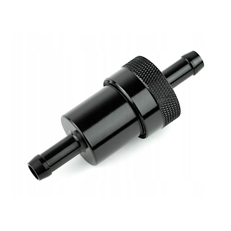 Fuel filter for a motorcycle, aluminum, 8 mm, black