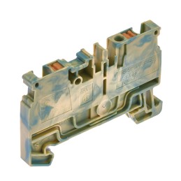 1 pcs - Weidmuller A Series Green/Yellow DIN Rail Terminal Block, 2.5mm², Single-Level, Push In Termination