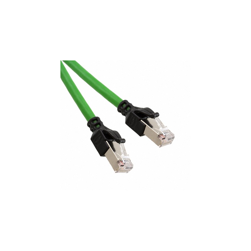 1 pcs - HARTING Cat5e Male RJ45 to Male RJ45 Ethernet Cable, SF/UTP, Green PUR Sheath, 2m