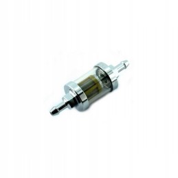 Fuel filter, glass metal, with 6mm chrome cable