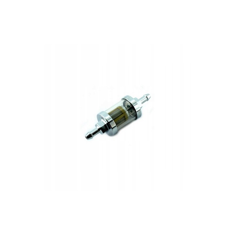 Fuel filter, glass metal, with 6mm chrome cable