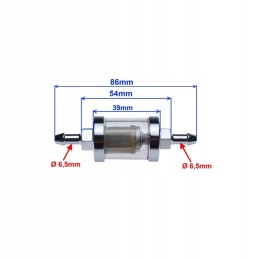 Fuel filter, glass metal, with 6mm chrome cable