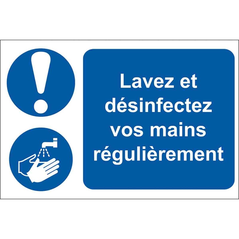 1 pcs - RS PRO PVC Mandatory Hygiene Sign With French Text, 300 x 200mm
