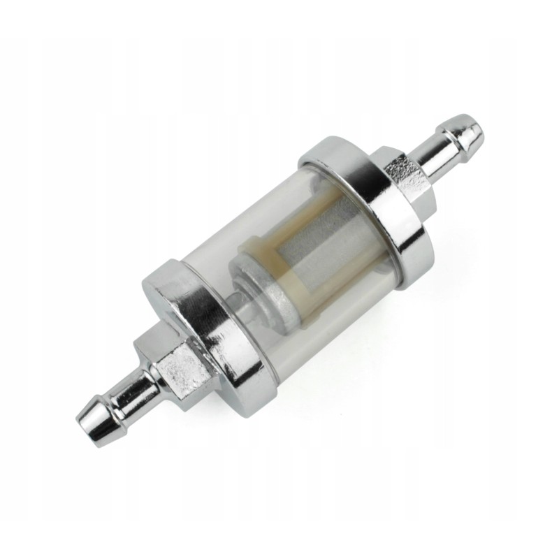 Fuel filter for a motorcycle, metal 6 5 mm, chrome