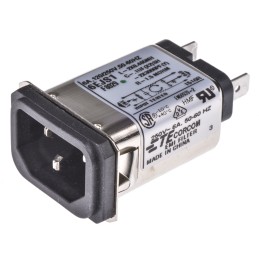 1 pcs - TE Connectivity 6A, 250 V ac Male Snap-In IEC Filter 1-6609006-2, Spade None Fuse