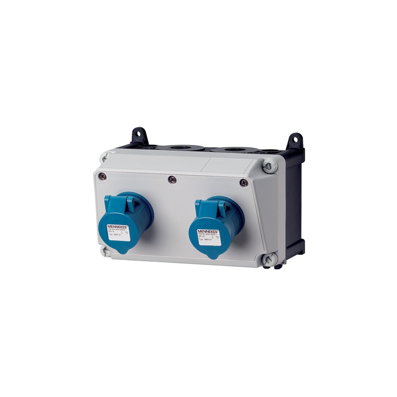 1 pcs - MENNEKES IP44 Blue Wall Mount Socket, Rated At 16A, 230 V