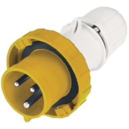 1 pcs - Scame IP66, IP67 Yellow Cable Mount 2P + E Industrial Power Plug, Rated At 16A, 110 V