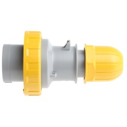 1 pcs - Scame IP66, IP67 Yellow Cable Mount 2P + E Industrial Power Plug, Rated At 16A, 110 V