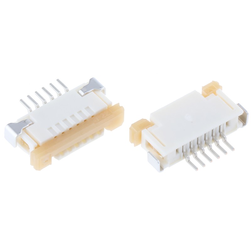 10 pcs - Molex, Easy-On, 52207 1mm Pitch 6 Way Right Angle Female FPC Connector, ZIF Top Contact