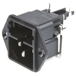 1 pcs - Schurter C14 Right Angle Panel Mount IEC Connector Male, 10A, 250 V, Fuse Size 5 x 20mm