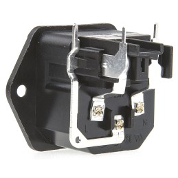 1 pcs - Schurter C14 Right Angle Panel Mount IEC Connector Male, 10A, 250 V, Fuse Size 5 x 20mm