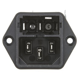 1 pcs - Schurter C14 Right Angle Panel Mount IEC Connector Male, 10A, 250 V, Fuse Size 5 x 20mm