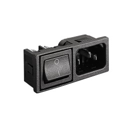 1 pcs - Bulgin Snap-In IEC Connector Male, 10A, 250 V, Fuse Size 5 x 20mm