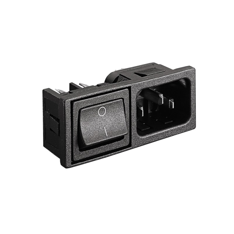 1 pcs - Bulgin Snap-In IEC Connector Male, 10A, 250 V, Fuse Size 5 x 20mm