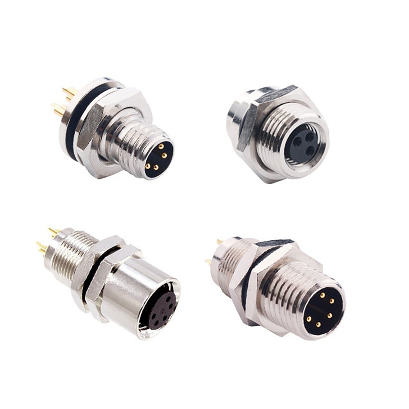 1 pcs - Norcomp Circular Connector, 4 Contacts, Panel Mount, M8 Connector, Plug, Male, IP67, M8 Series