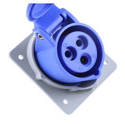1 pcs - Amphenol Industrial, Easy & Safe IP44 Blue Panel Mount 2P + E Right Angle Industrial Power Socket, Rated At 16A, 230 V