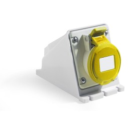 1 pcs - RS PRO IP44 Yellow Wall Mount 2P + E Industrial Power Socket, Rated At 32A, 100 - 130 V
