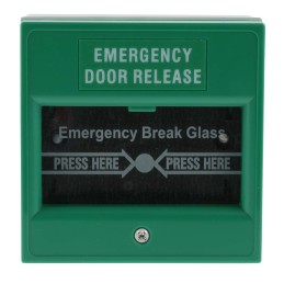 1 pcs - RS PRO Green Emergency exit unlocking box, Break Glass Operated, Resettable, Mains-Powered