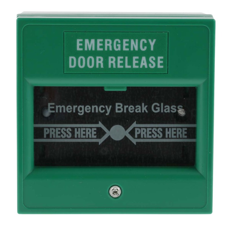 1 pcs - RS PRO Green Emergency exit unlocking box, Break Glass Operated, Resettable, Mains-Powered