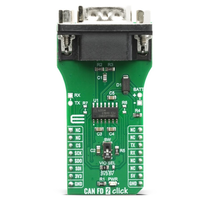 1 pcs - MikroElektronika CAN FD 2 Click TLE9255W Sensor Add-On Board for Automotive, Industrial Applications MIKROE-4062