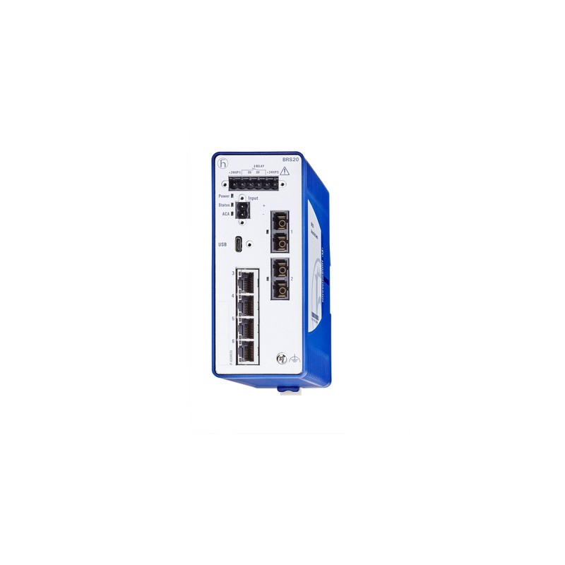 1 pcs - Hirschmann BOBCAT Series DIN Rail Mount Ethernet Switch, 6 RJ45 Ports, 1000 - 2500Mbit/s Transmission, 12 - 24V dc