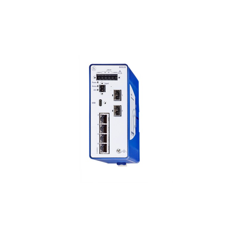 1 pcs - Hirschmann BOBCAT Series DIN Rail Mount Ethernet Switch, 6 RJ45 Ports, 1000 - 2500Mbit/s Transmission, 12 - 24V dc