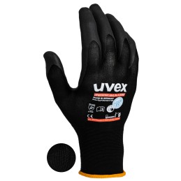 1 Pair - Uvex Black Elastane, Polyamide ESD Safety Anti-Static Gloves, Size 9, Large, Aqua Polymer Coating