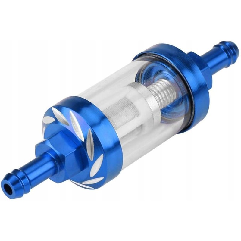 Fuel filter for a motorcycle, scooter, metal, atv, blue