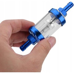 Fuel filter for a motorcycle, scooter, metal, atv, blue
