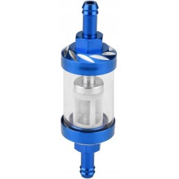 Fuel filter for a motorcycle, scooter, metal, atv, blue