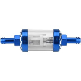 Fuel filter for a motorcycle, scooter, metal, atv, blue