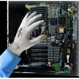 1 Pair - Ansell Grey Nylon ESD Safety Anti-Static Gloves, Size 10, XL, Nitrile Foam Coating