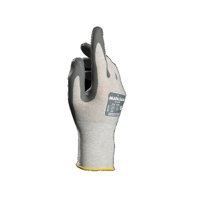 1 Pair - Mapa Grey Carbon, Polyamide ESD Safety Gloves, Size 7, Small, Nitrile Foam Coating