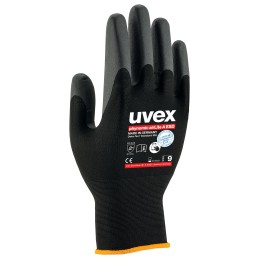 1 Pair - Uvex Black Elastane, Polyamide ESD Safety Anti-Static Gloves, Size 10, XL, Aqua Polymer Coating