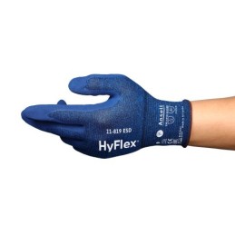 1 Pair of 1 - Ansell 11-819 Blue Nylon, Spandex Abrasion Resistant, Special Purpose Work Gloves, Size 9, Large, Nitrile Foam Coa