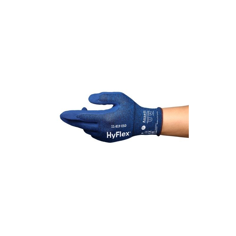 1 Pair of 1 - Ansell 11-819 Blue Nylon, Spandex Abrasion Resistant, Special Purpose Work Gloves, Size 8, Medium, Nitrile Foam Co