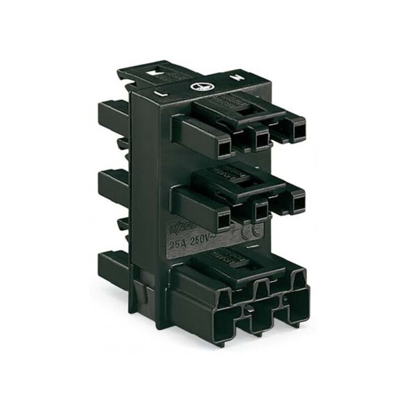 1 Pack of 1 - Wago 770 Series Lighting Connector, 3-Pole, Female, 5-Way, Flush Mount, 25A
