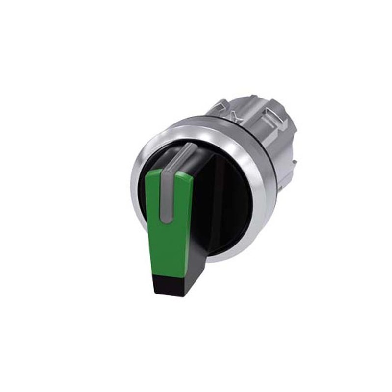 1 pcs - Siemens SIRIUS ACT Series 3 Position Selector Switch Head, 22mm Cutout, Green Handle